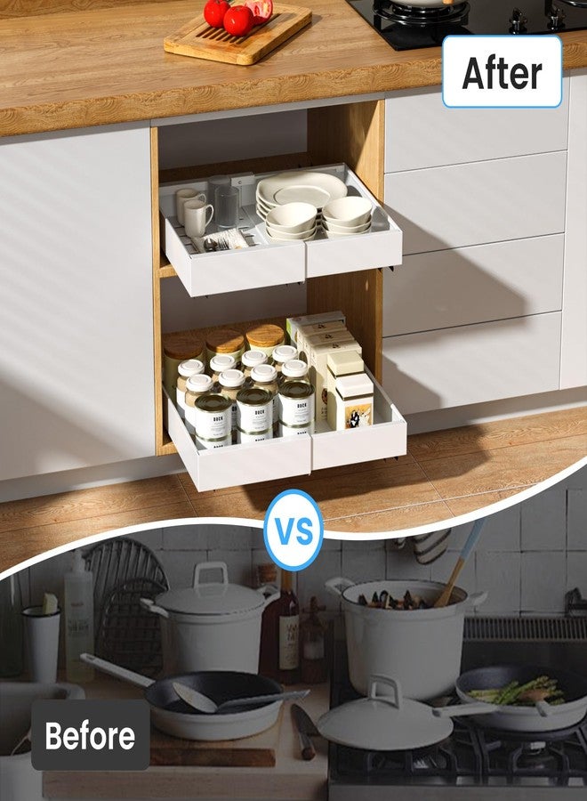 DAYONE Pull Out Cabinet Organizer White, Expandable 12.6"-20.5" Drawers for Kitchen Cabinets, Under Sink Pull-Out Drawer Cabinet Organizer and Storage with Adhesive Nano, 1 pc - Image 3